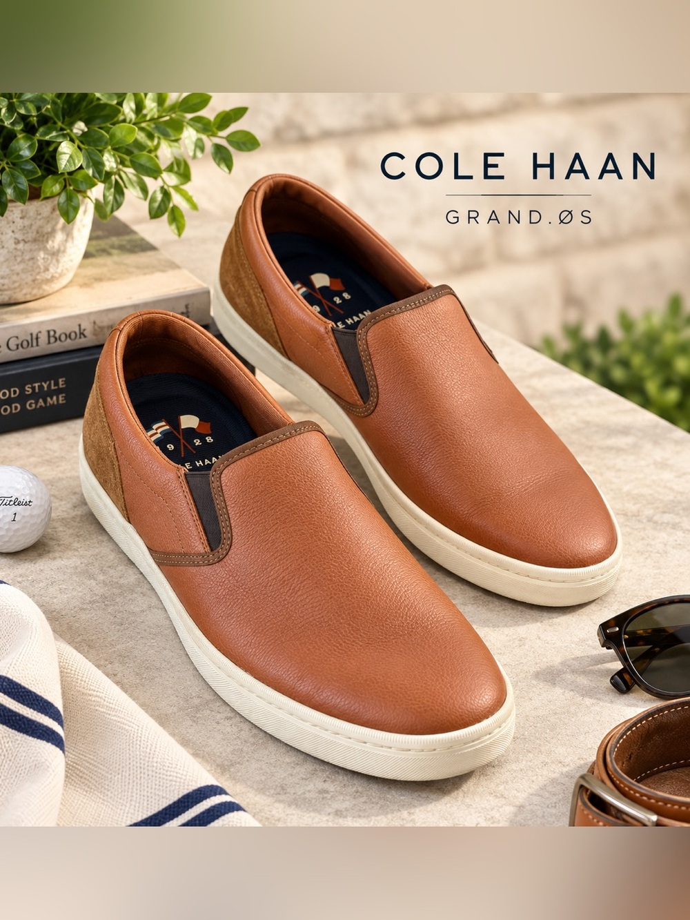 Cole Haan GrandPro Men’s 11M Brown Leather Slip On Sneakers Casual Shoes